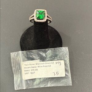 Shamrock Green CZ Sterling Silver Ring